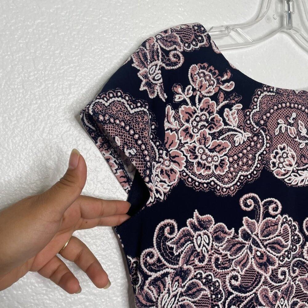 RN Studio Womens Dress Sz 4P Petite Blue Paisley Short Sleeve Lined Causal Wear - Picture 8 of 14